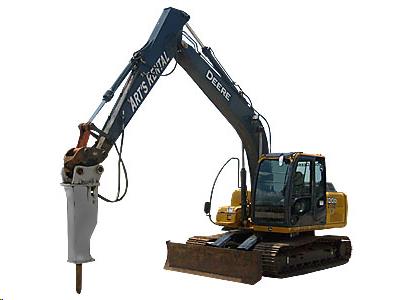 Excavator with Hoe Ram, 135G John Deere, Diesel Powered