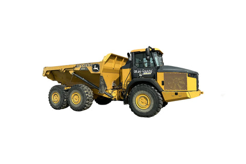 Yellow dump truck with Art's Rental branding