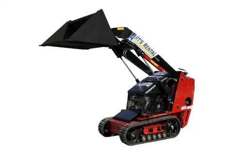 Small tracked loader with a black bucket