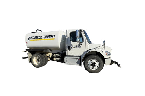 White rental truck with a large tank