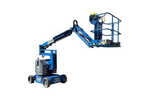 Blue articulating boom lift