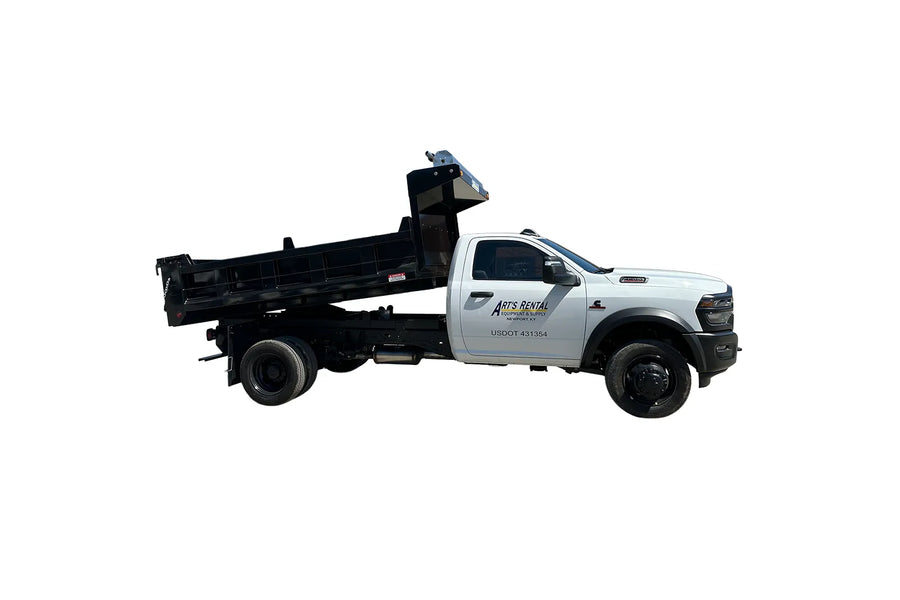 White dump truck with black bed