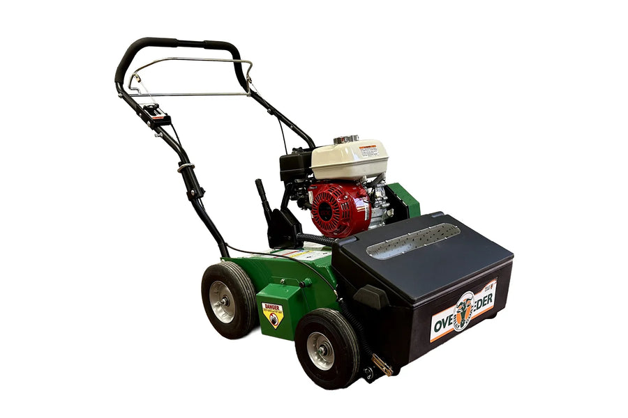 Green overseeder with 'Billy Goat' branding