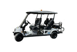 Gray golf cart with black seats