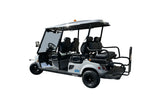 Light gray golf cart with black seats