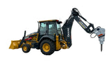 John Deere backhoe with hammer attachment. 