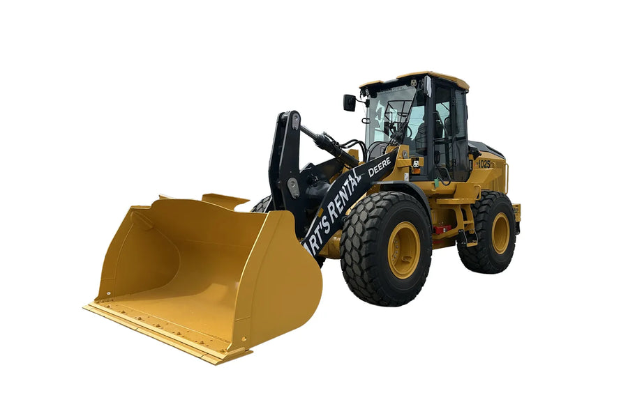 Yellow wheel loader with yellow bucket