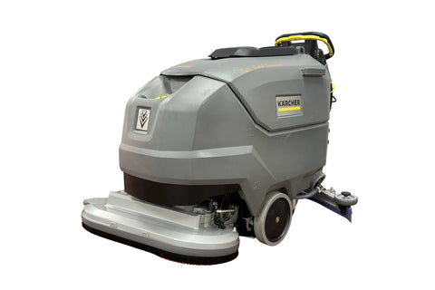 Gray floor scrubber with Karcher branding