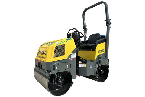 Yellow and gray smooth drum roller with dual drums