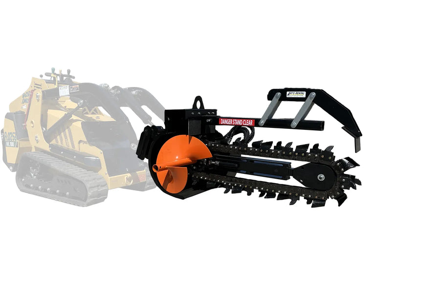 Trencher attachment for utility loader