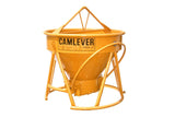 Yellow metal concrete bucket with 'Camlever' branding