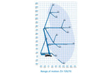 Range of motion chart for articulating boom lift.