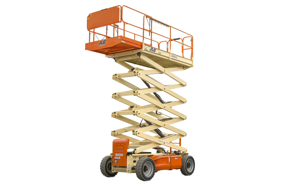 Scissor lift on a white background