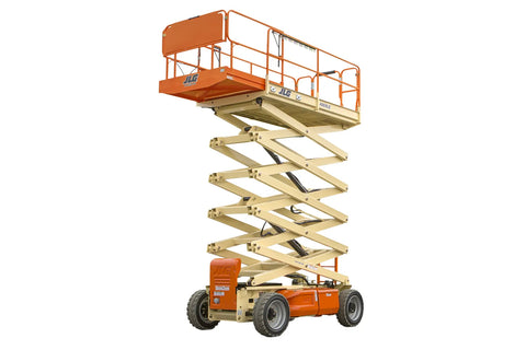 Scissor lift on a white background