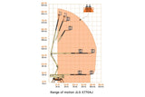 Diagram of range of motion for JLG X770AJ crawler boom lift.