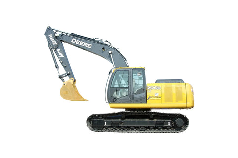 Yellow and black John Deere excavator
