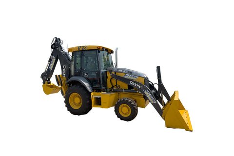 Yellow and black John Deere backhoe loader