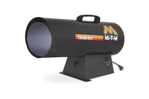 Black portable heater with 'Mi-T-M' branding on a white background