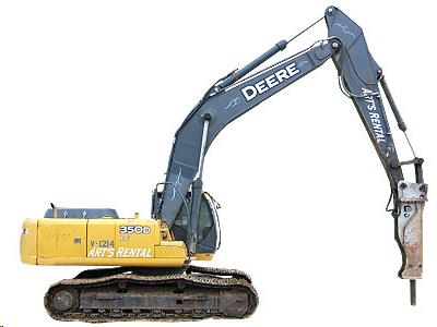 Excavator with Hoe Ram, 350G John Deere, Diesel Powered