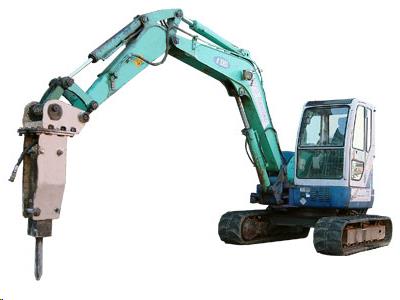 Excavator with Hoe Ram, 80VX IHI, Diesel Powered