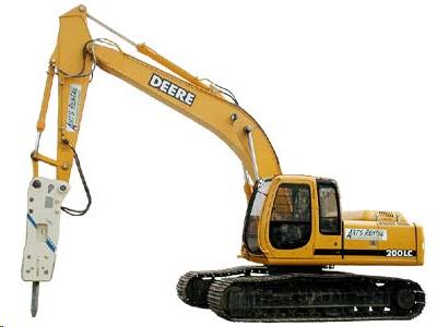 Excavator with Hoe Ram, 245G John Deere, Diesel Powered