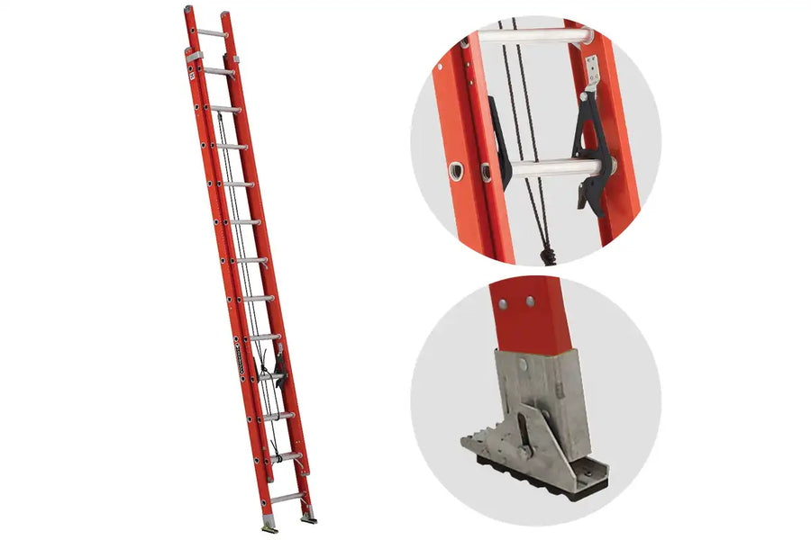 Louisville FE3224 fiberglass extension ladder