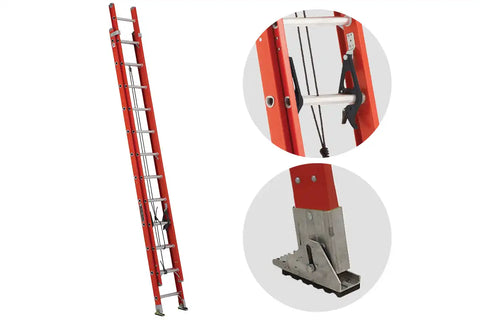 Louisville FE3224 fiberglass extension ladder