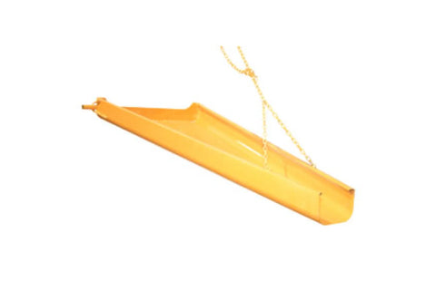 Yellow dump chute for concrete bucket