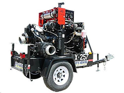 Trash Pump with Trailer 6", Diesel Powered